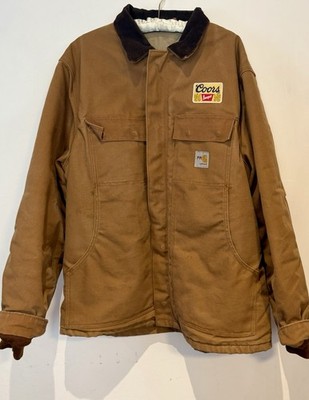 Carhartt FR Flame Resistant Brown Work Jacket Coors Banquet Patch