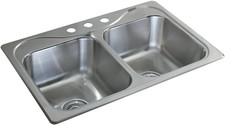 11850-3-NA Southhaven 33-Inch by 22-Inch Top-Mount Double Equal Bowl Kitchen Sin