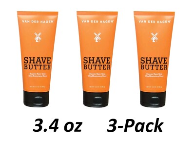 Van Der Hagen Shave Butter Travel Size 3.4 oz - 3-Pack Shea Mango Cocoa Butter