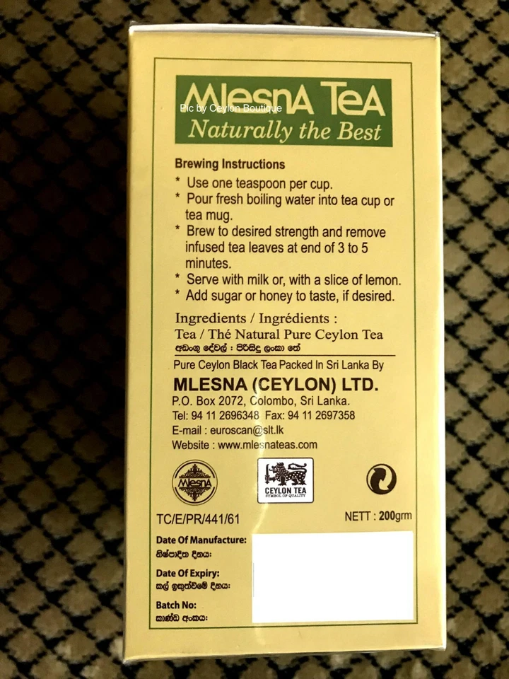 Mlesna Loolecondera BOP fannings strong brew pure Ceylon tea - Image 3 of 3