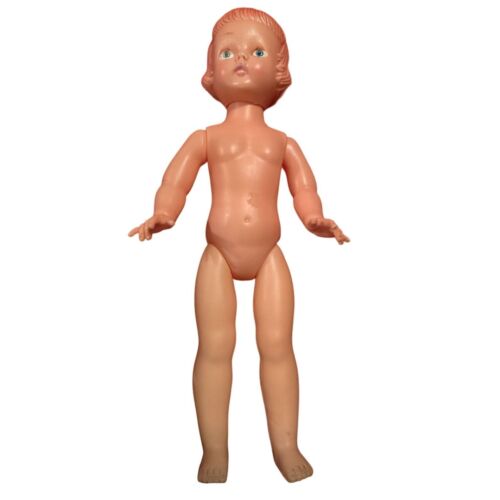 Muñeca niño desnuda de goma cabello rojo ojos azules cabello 1 ft h x 8" w - Imagen 1 de 12