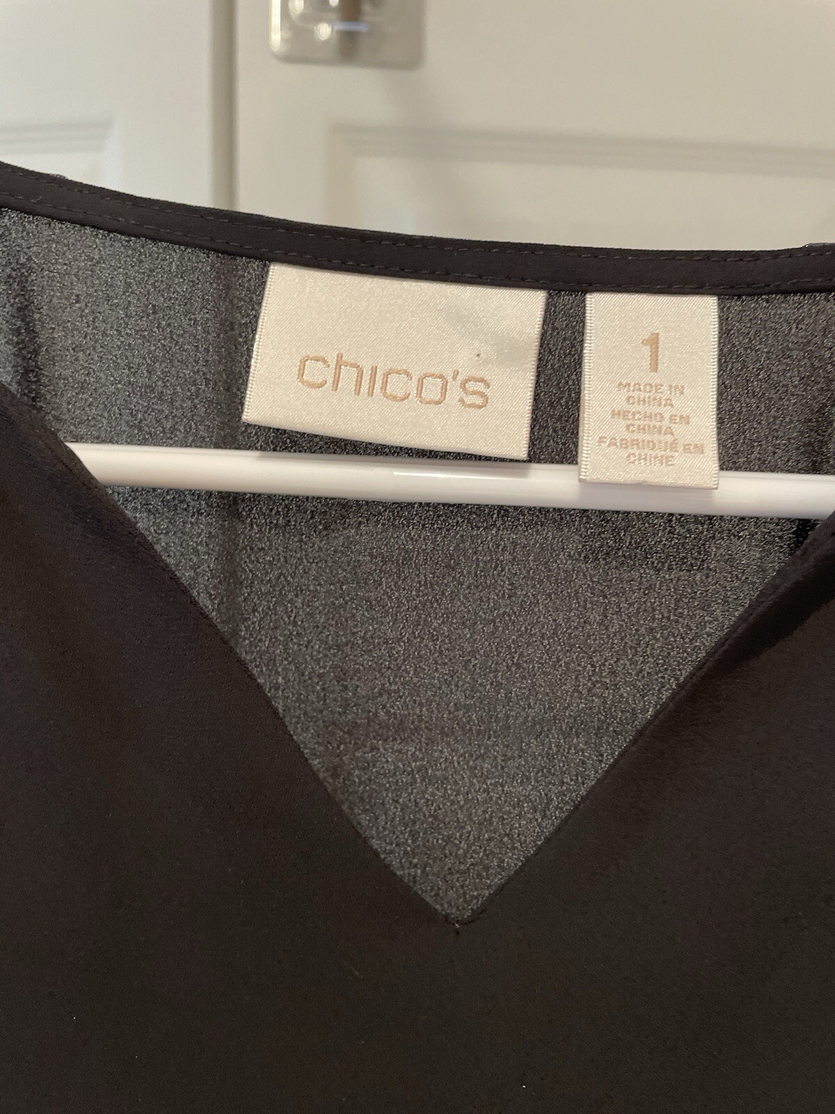 Chico’s Basic Black Button Up Blouse Foil Shoulde… - image 2