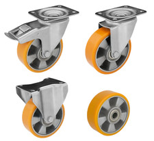 4x Schwerlastrolle Transportrolle Rad 80 100 125 Polyurethan Lenkrolle Bremse