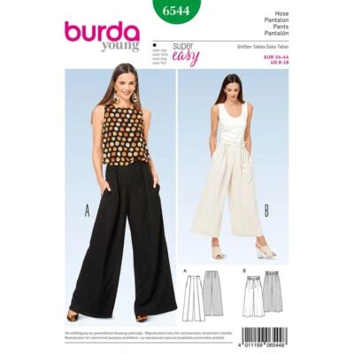 BURDA YOUNG 6544 Damen Hose Schnittmuster Größen 6-18 Super Easy - Bild 1 von 4