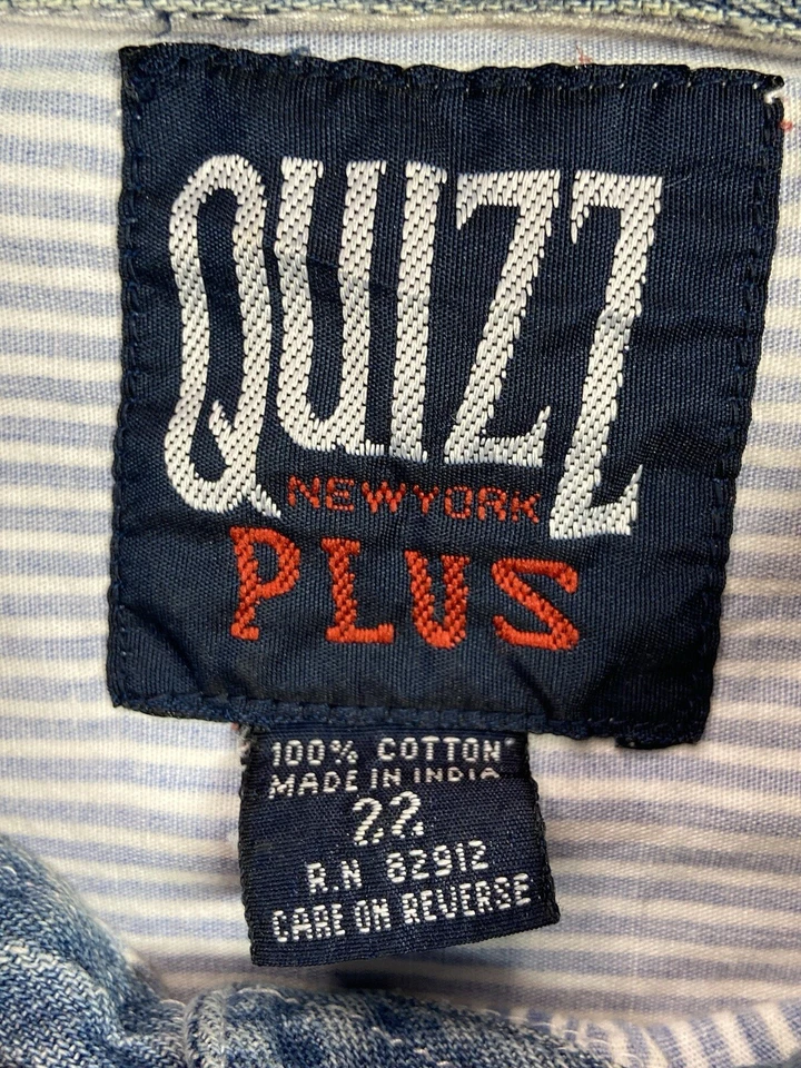 Camisa Blusa Quizz Mujer Talla 2 Extra Grande 22 Azul Rayas Algodón Informal De Colección Foto 4 de 4