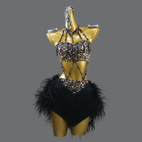 VETEMENTS Abiti da ballo latino vestito festa pratica palco gonna piuma competizione costume