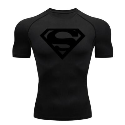 Superman T-shirts Superhero Gym Short Compression Sleeve Tee