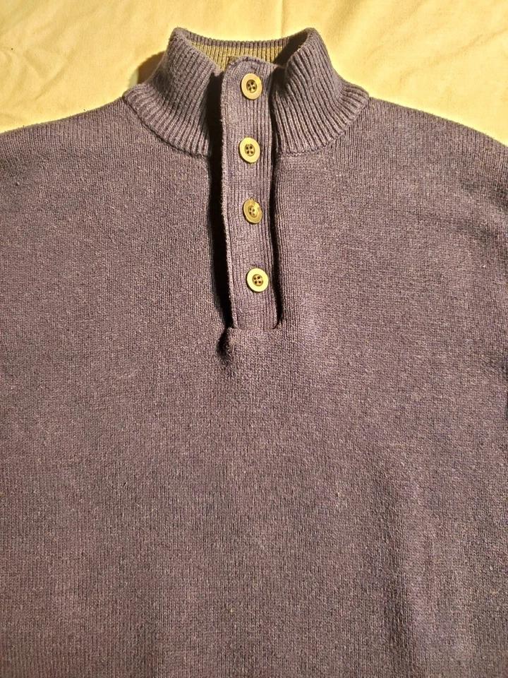 Cuello Suéter Para Hombre Grayson & Dunn Talla Pequeña Tejido Azul Cuarto Cremallera Abotonable Foto 4 de 4