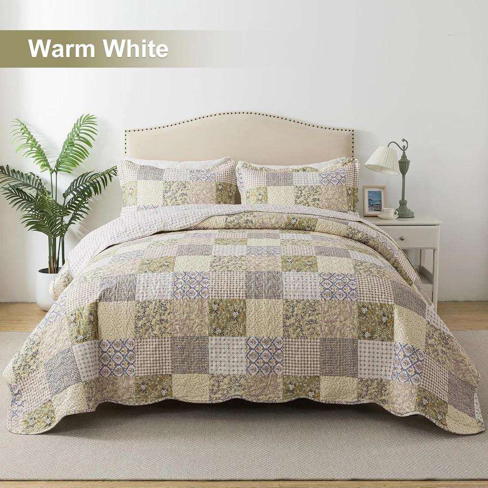 Juegos de cama de edredón Queen - edredones rústicos 3 piezas 90X96, microfibra reversible Be Foto 3 de 4