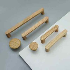 MFYS minimalist style Oak Wood Kitchen Pull Knob Wooden Dresser Handle