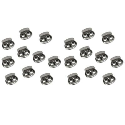 20 Stück Metall Oval Bohnenschnur Schnur Schlösser 2 Loch Knebel Feder Verschluss Anschlag