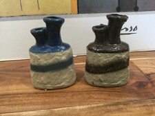 2 pc art pottery two spouted vases bottles Japan pottery Japan textured rare 