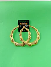 One Pair Large Hoop Fashion Earrings Gold Plated Metal Bamboo Earrings For Women