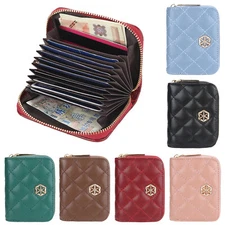 RFID Womens Small Wallet ID Credit Card Holder Leather Zipper Pocket Coin Purse