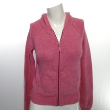 OLD NAVY Knitted Pink Hoodie Youth Girl's XL Full Zip Pockets Sparkle Jacket EUC