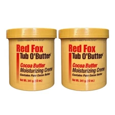 2 PK Red Fox Tub O' Butter Cocoa, Moisturizing Creme 12 oz Each