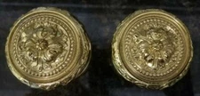 Antique pair of Vintage P E Guerin Louis XVI pattern Brass Door Knobs & Rosettes