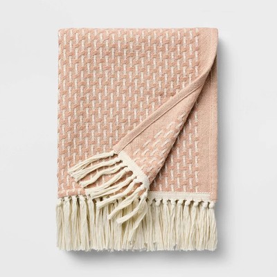 50''x60'' Throw Woven Pattern Medium Orange/Cream - Threshold Designed with