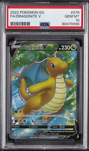 2022 POKEMON GO #076 FULL ART/DRAGONITE V PSA 10