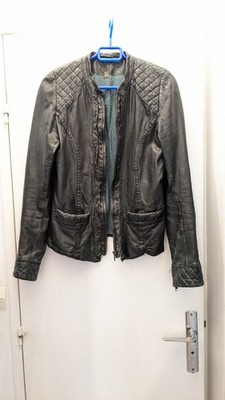 Perfect Echtleder Jacke schwarz gesteppt I.CODE ikks Bomber/Biker 36...