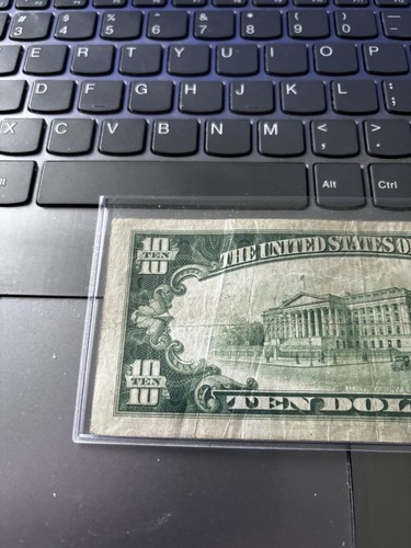 1928 B $10 FEDERAL RESERVE NOTE = CHICAGO = REDEEMABLE IN GOLD ON DEMAND - Picture 5 of 6