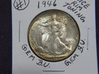 1946-P Walking liberty half Gem B.U. with nice rim toning # 1