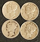 Mercury Silver Dimes Lot of 4 Different Dates