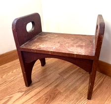 Rustic Primitive Wooden Stool Small Bench Handles