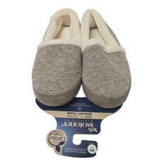Isotoner Signature Women 360 Memory Foam Slippers Grey Fleece Lined 5-6 S NWT