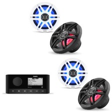Fusion MS-RA60 Source Unit w/  2 Pair  Clarion CMS-651RGB-SWB RGB LED 6.5-i...