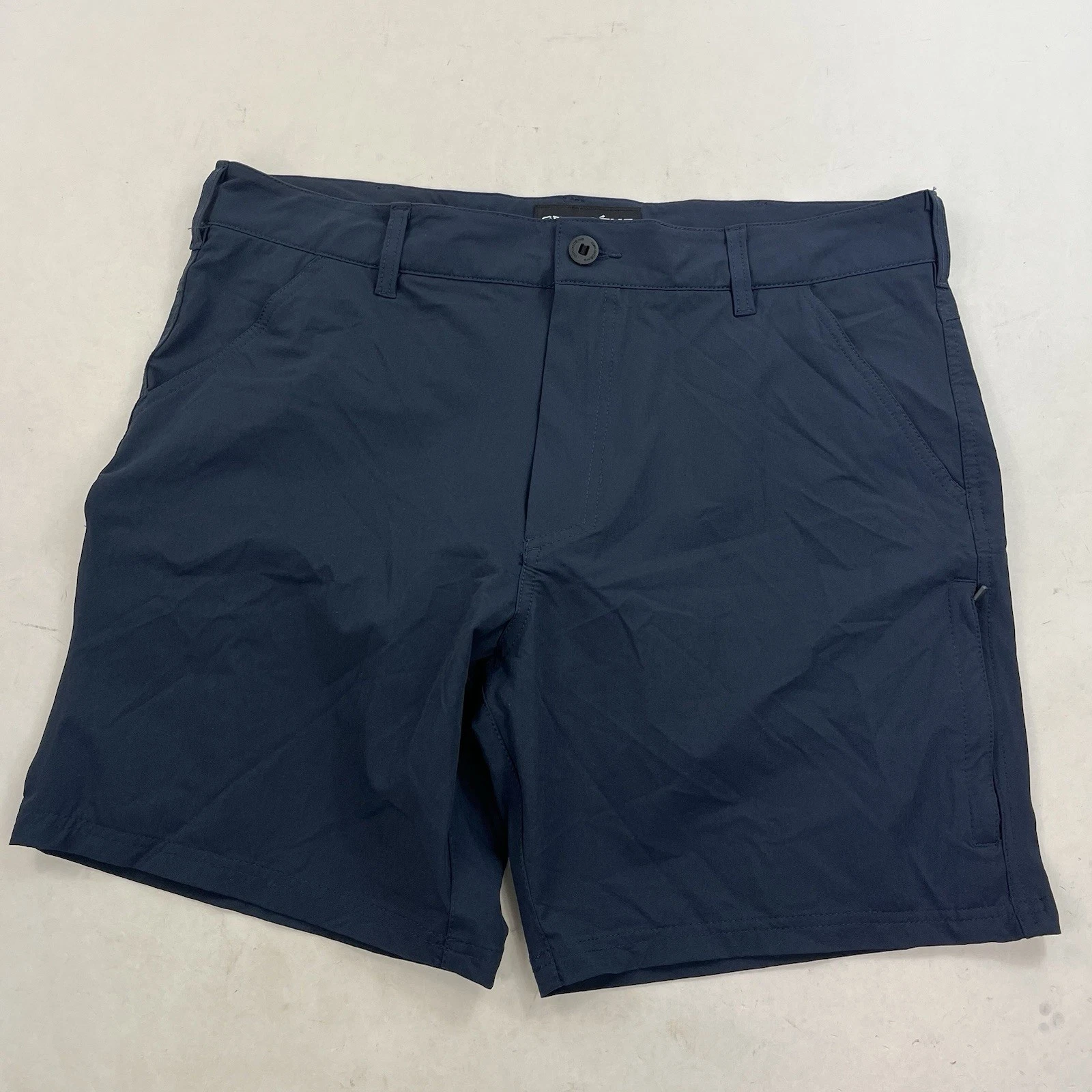 Grundens Navy Blue Chino Fishing Utility Shorts Stretch Size 36 Cargo Pocket