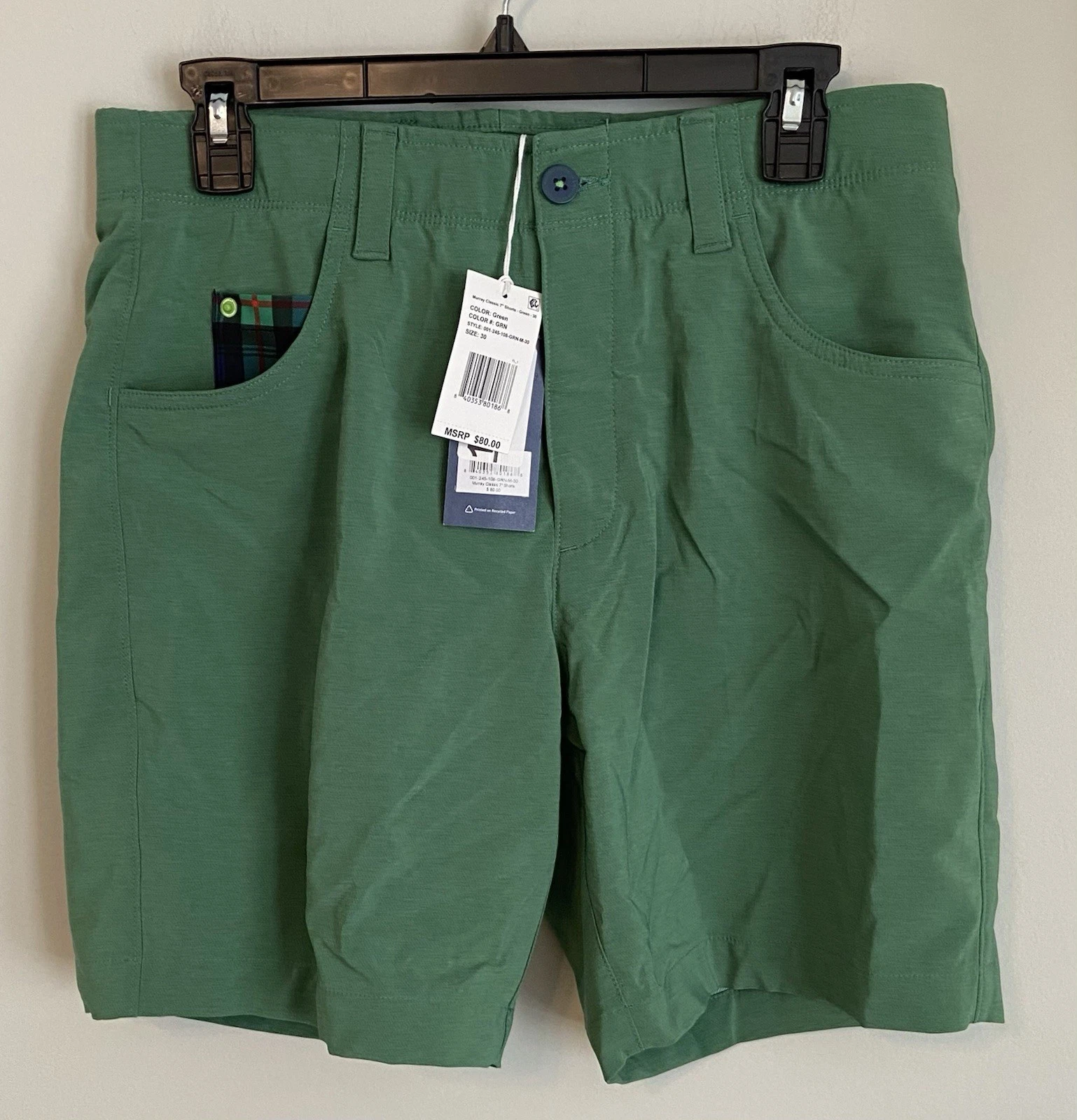 NWT William Murray Classic 7" Inseam Men's Golf Shorts Size 30