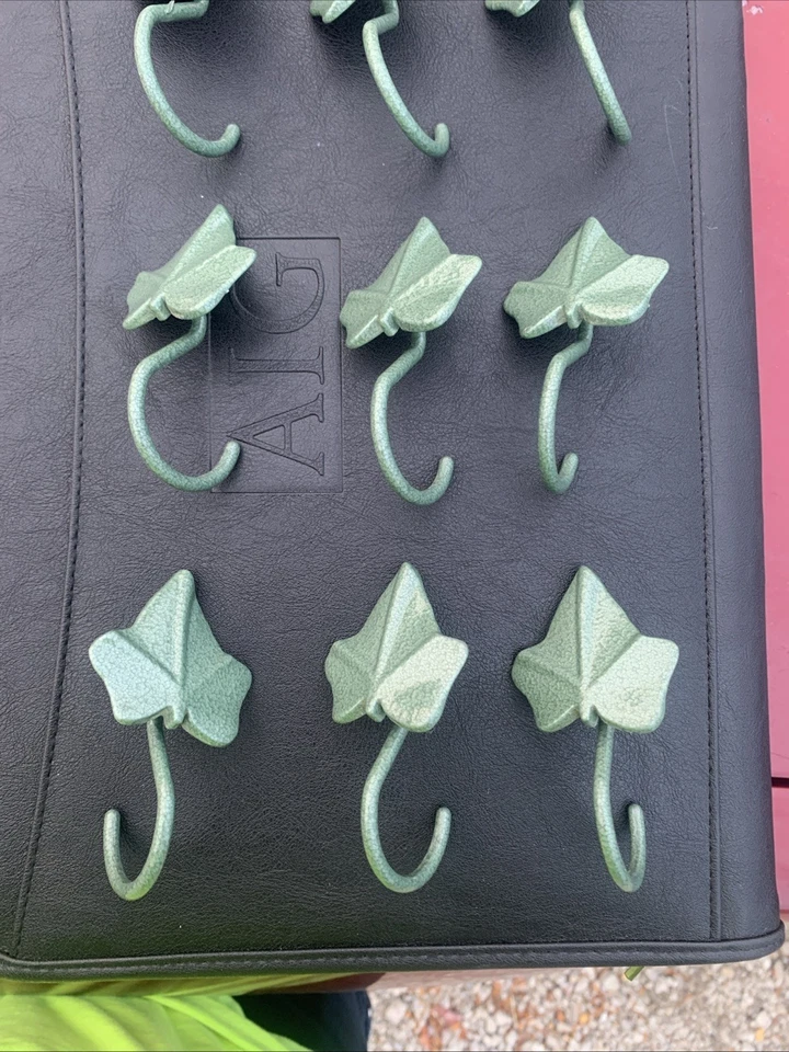 Juego de 9 ganchos vintage de hoja de hiedra verde Foto 4 de 4