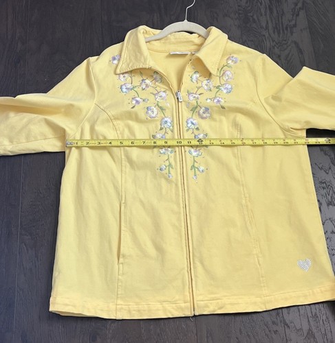 Dream Jeannes by Quacker Factory Jacke gelb Blumen bestickt Größe L - Bild 6 von 7