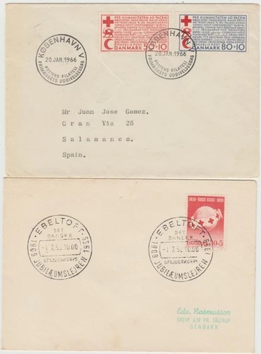 Denmark  1959  1966  2FDC   Red Cross issues  good condition