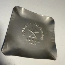 Vintage 1985 Chrysler Plant Ashtray Stainless Steel Automotive Decor Collectable