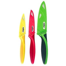 NWT Zyliss 3-Piece Kitchen Knife Set with Sheaths Multi-Color