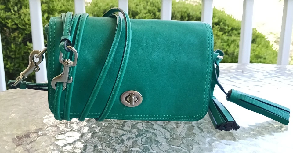Coach 19914 SMALL Vintage Emerald Green Penny Leather Crossbody
