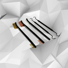 5pc 7" Gun Rifle Pistol Cleaning Set 3 Brushes + 2 Double Ended Nylon Picks