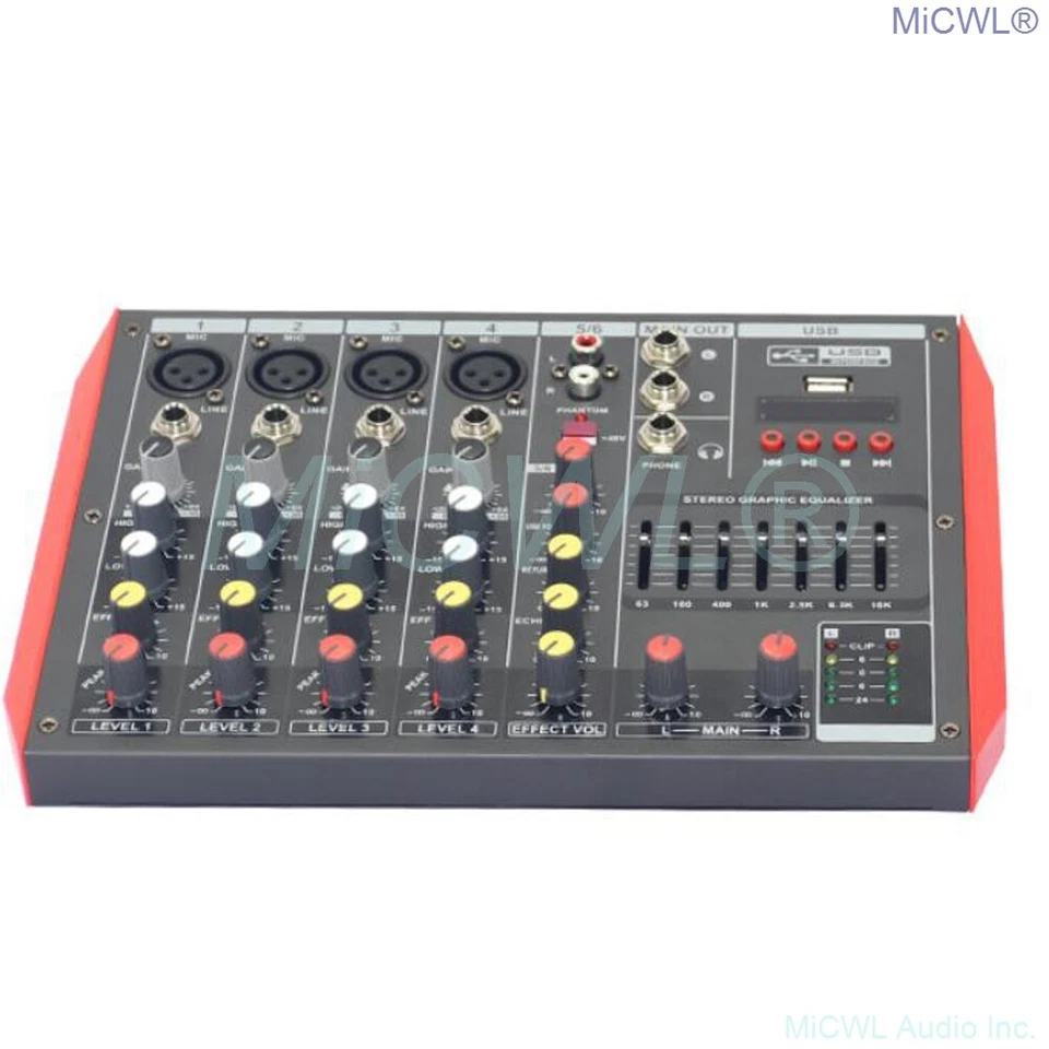 MG6 Bluetooth Portable Audio Mixer DJ Sound Mixing Console MP3 Jack 6 Channel - Image 2 of 4