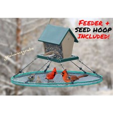 Songbird Essentials RECYCLED LARGE PLASTIC HOPPER BIRD FEEDER  24" SEED HOOP 