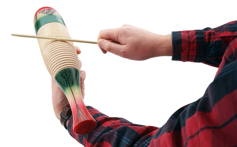 XDrum Percussion Mexican Guiro Ratschgurke Fisch Flaschenkürbis Holz handbemalt - Bild 2 von 4