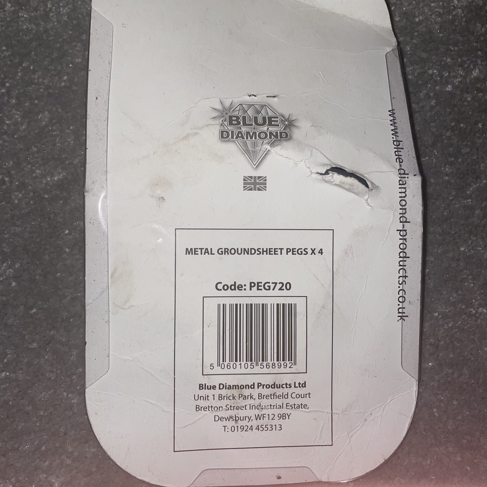 Blue Diamond Metal Groundsheet Pegs 4 Pack Camping Awning Ground