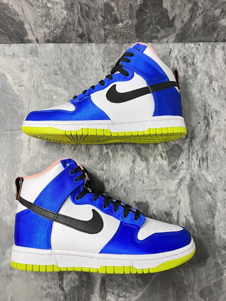 W Nike Dunk High Azul Satinado Blanco Negro Verde DV2185-100 Para mujer 5,5 Foto 2 de 4