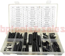 200pc Roll Pin Assortment Set Steel Split Spring Dowel Tension Fasteners Snap