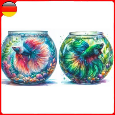 5D DIY Full Round Drill Diamond Painting Betta Fish Kit Home Decor Art 40x40cm