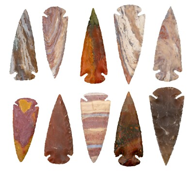 ** (10)- 3'' Flint Spearhead Arrowhead OH Collection Project Point Knife Blade **
