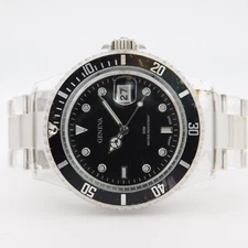 GENEVA Clear Plastic Quartz Analog Women's Watch Sz. 5 1/2" New Battery