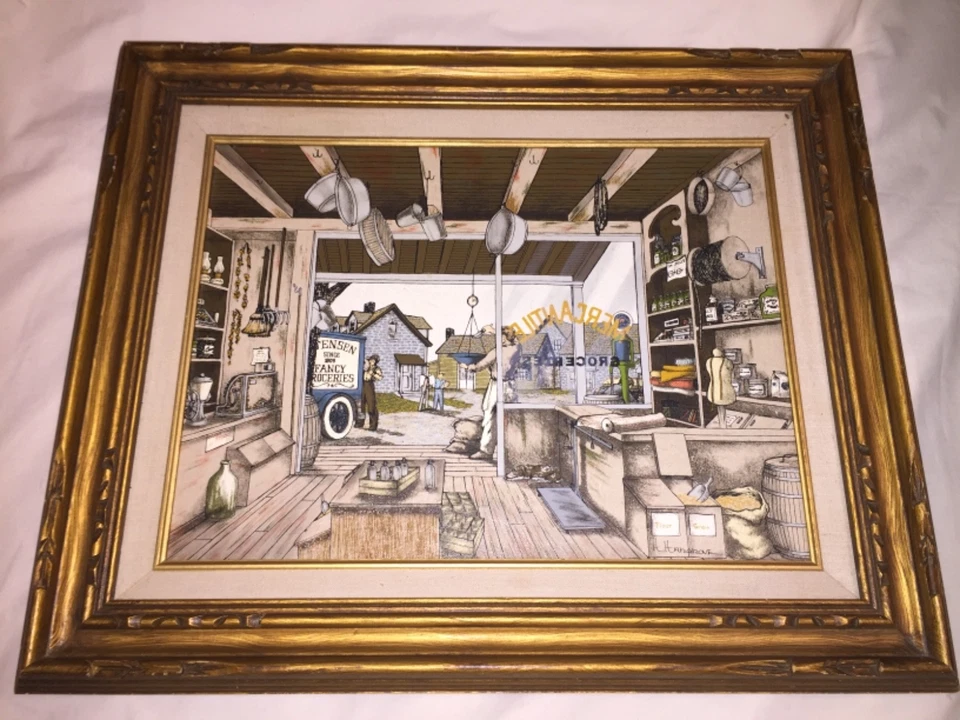 Pintura emoldurada H Hargrove "mercados mercantis" 20 1/4" x16 1/4" - Imagem 4 de 4