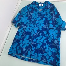 Vintage Hilo Hattie Men Hawaiian Shirt Large L Camp Floral Button Up Cotton